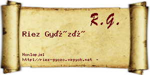 Riez Győző névjegykártya